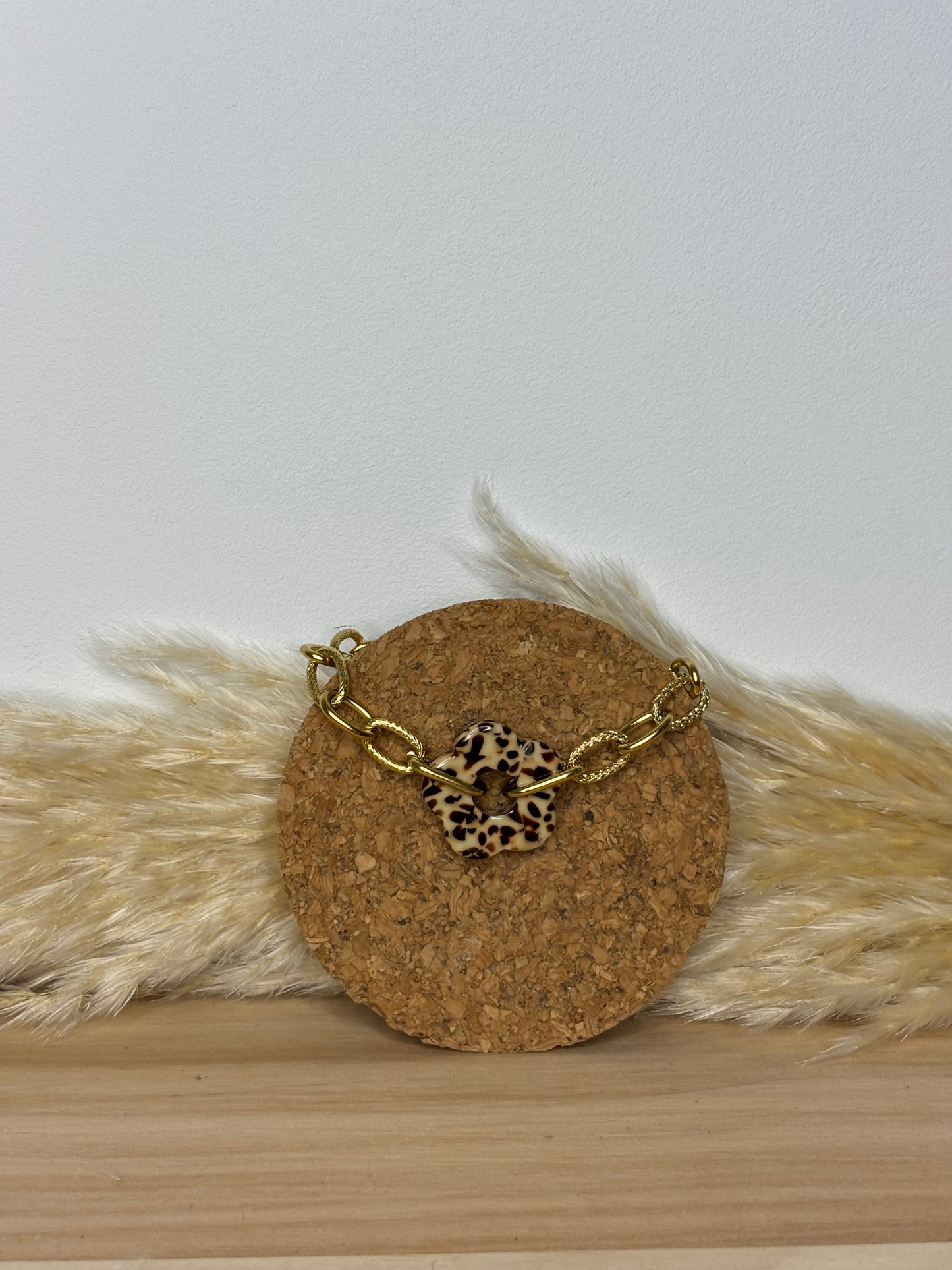 BRACELET GROSSE MAILLE NACRE LEO