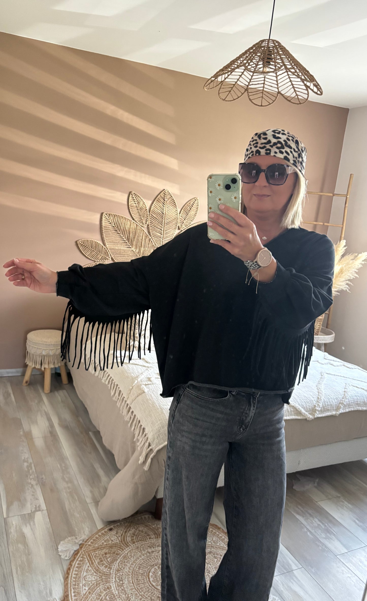 SWEAT A FRANGES NOIR