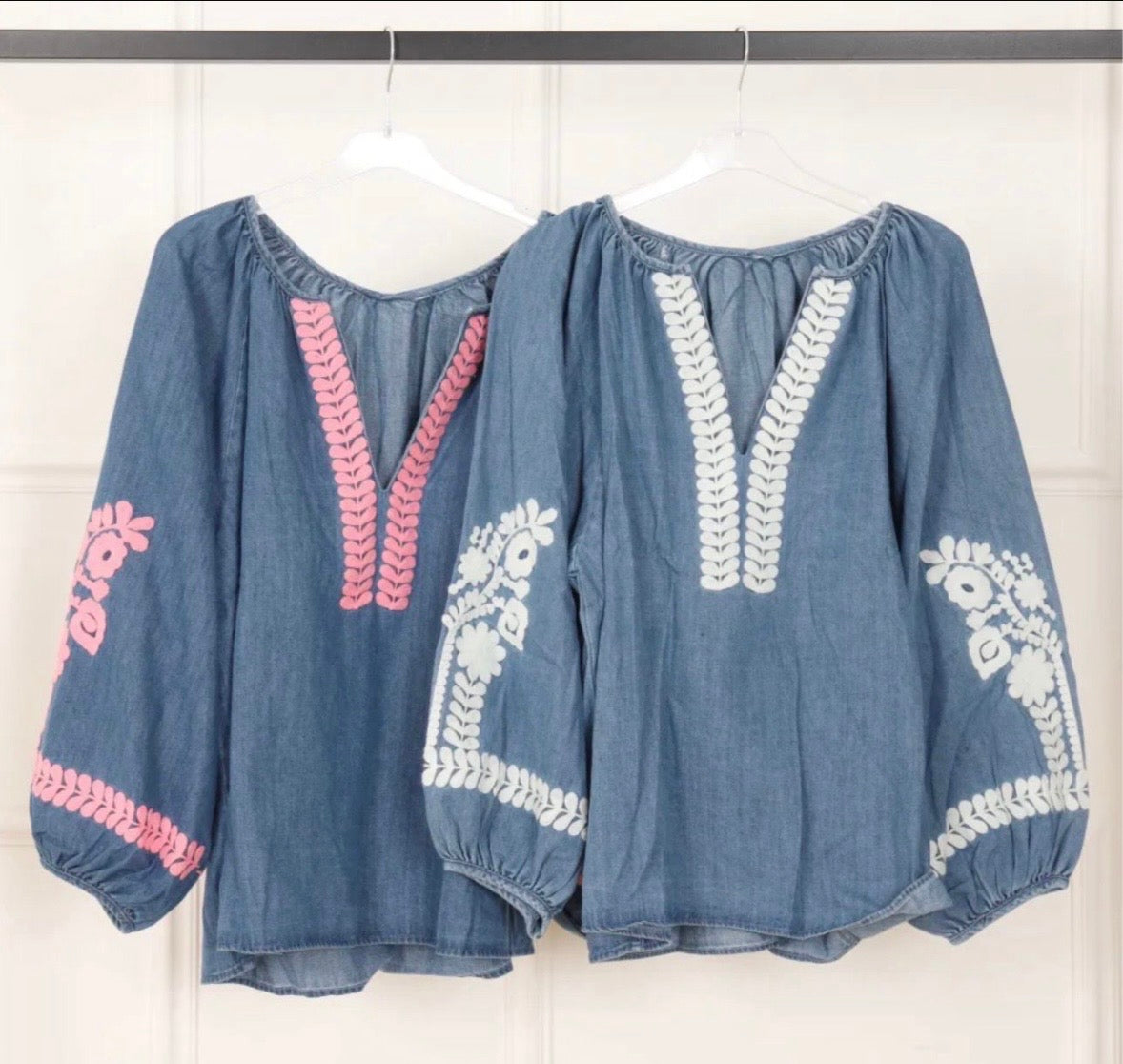BLOUSE JEANS BOHO BLANC