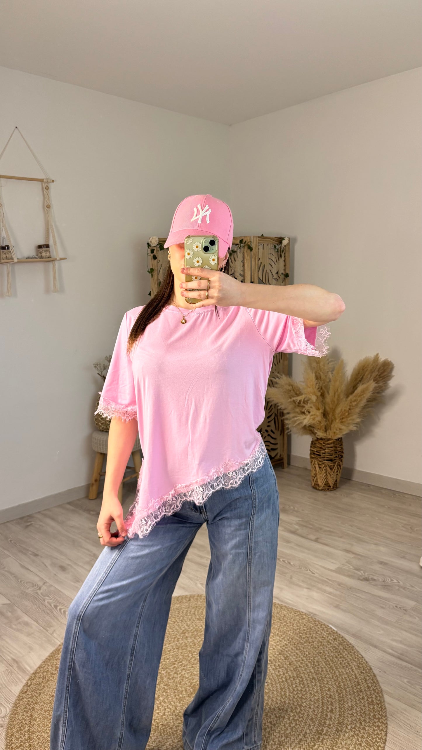 TOP DENTELLE ROSE