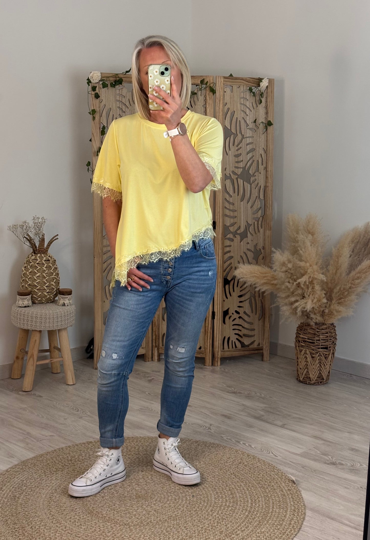 TOP DENTELLE JAUNE