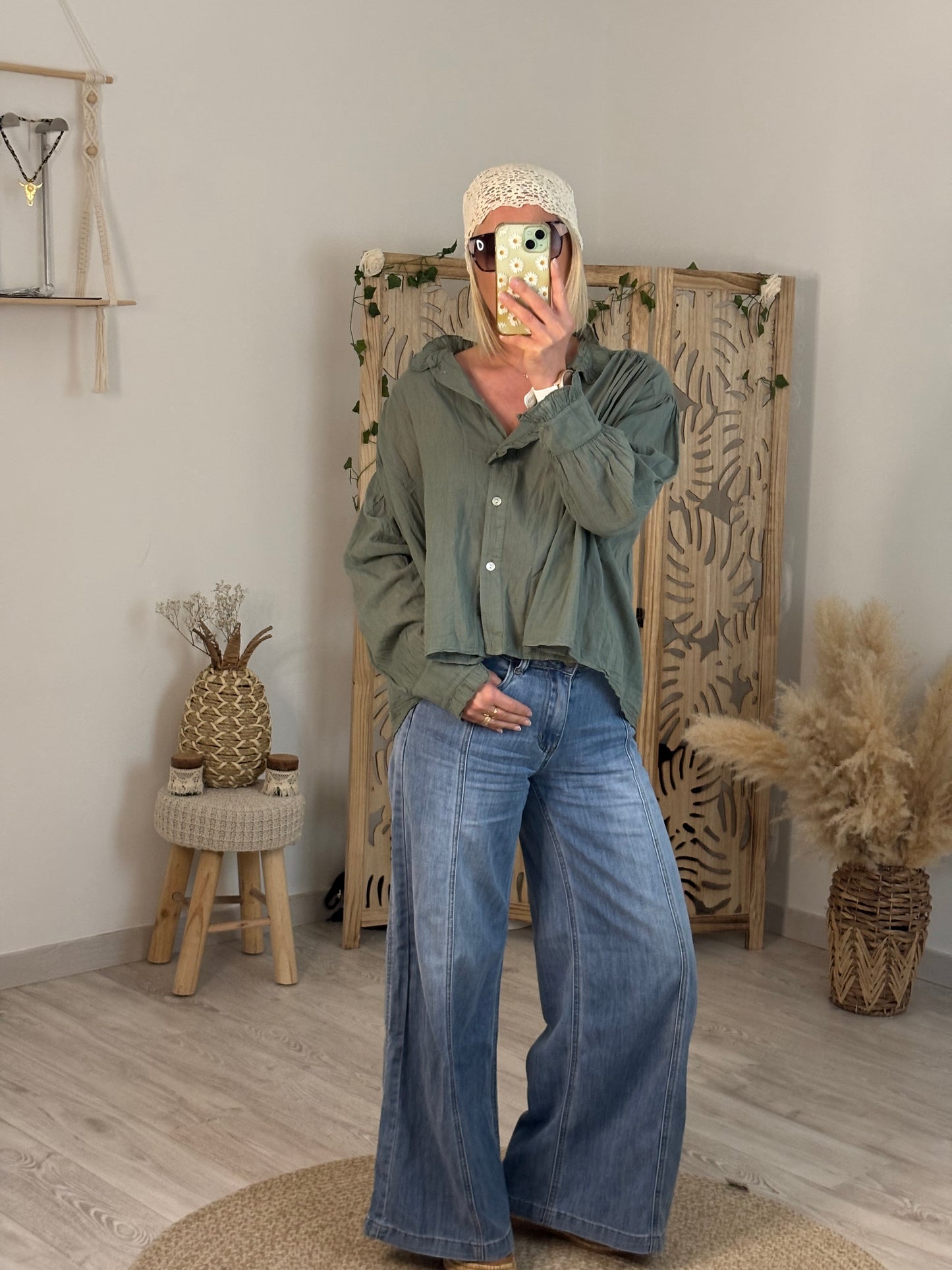 CHEMISE VOILE DE COTON KAKI