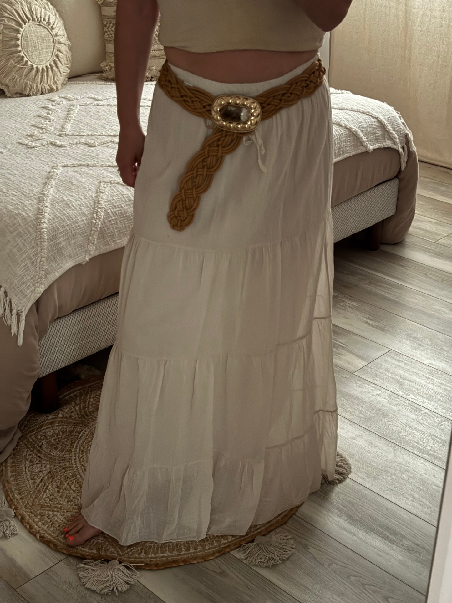 JUPE LONGUE BOHEME BEIGE