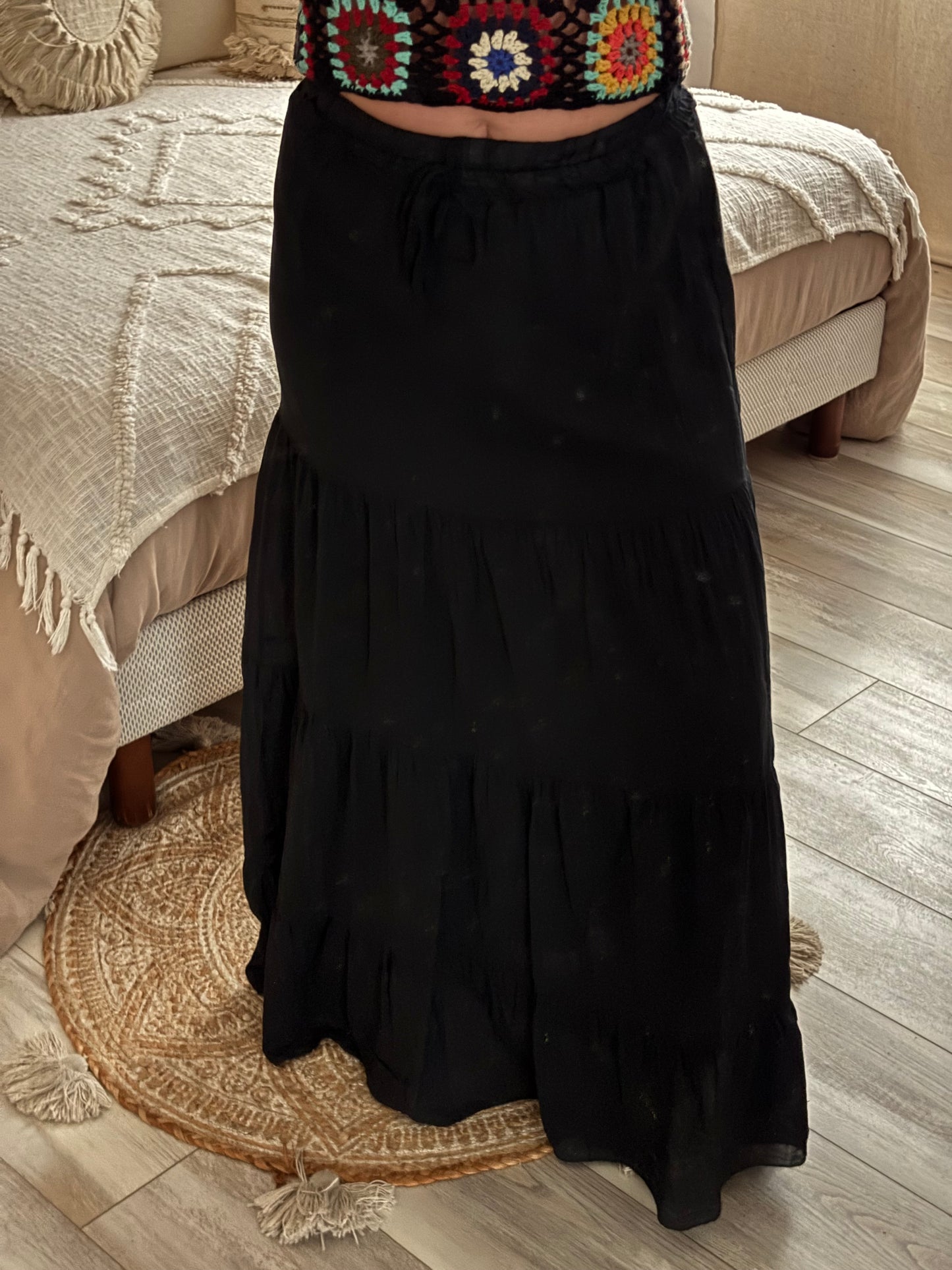 JUPE LONGUE BOHEME NOIRE