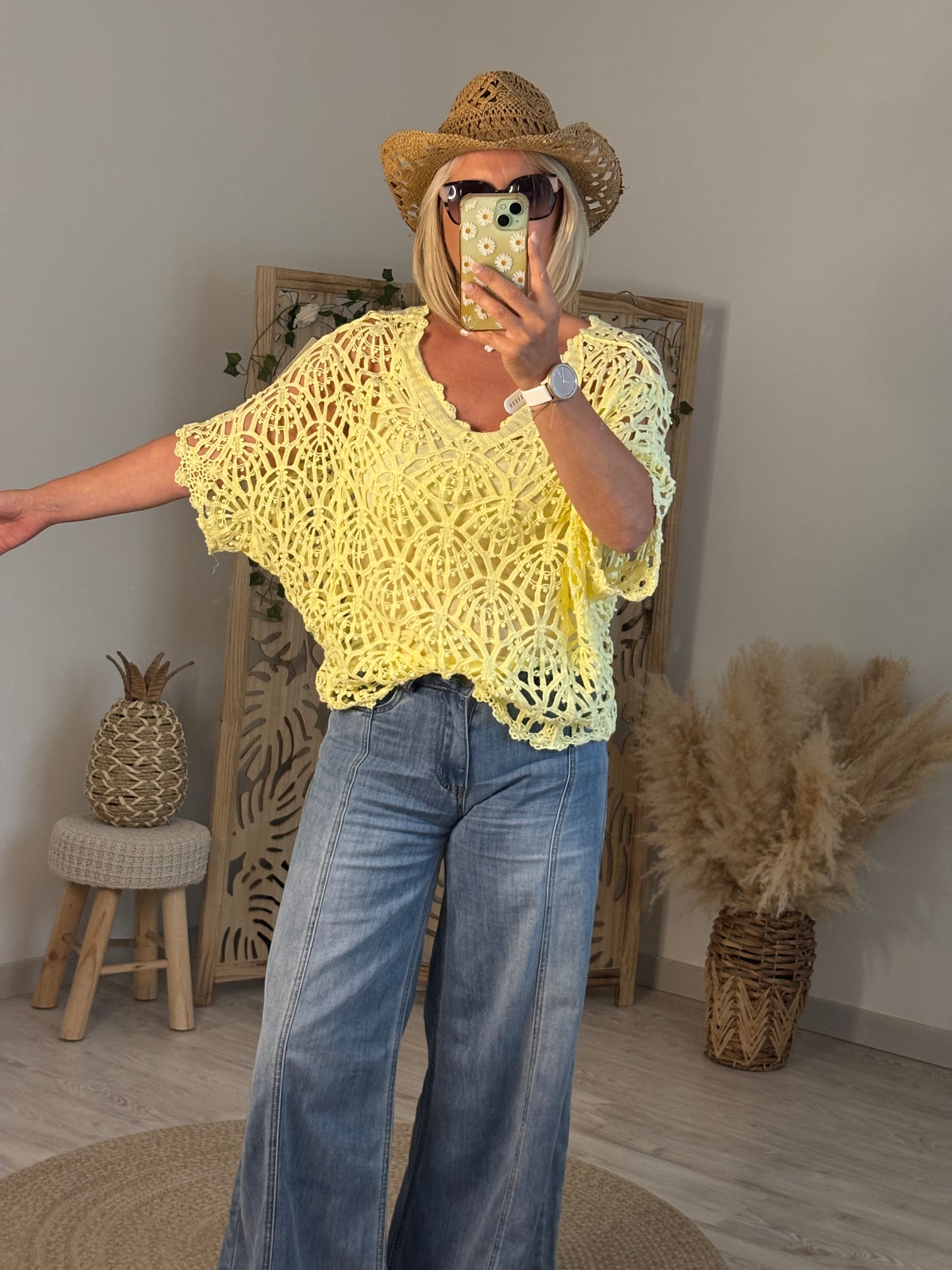 TUNIQUE DENTELLE JAUNE