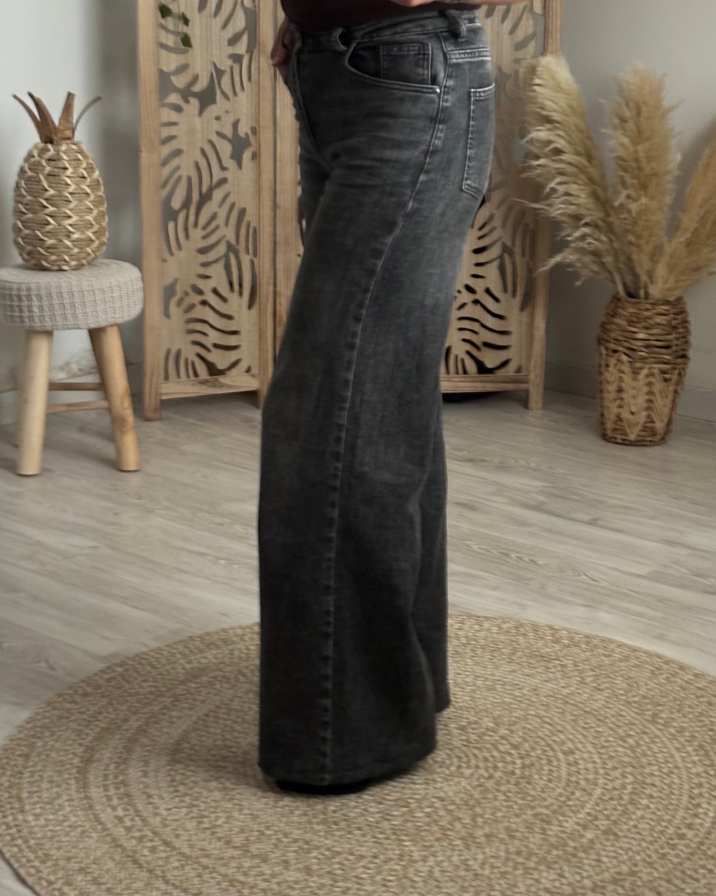 JEANS WIDE LEG GRIS