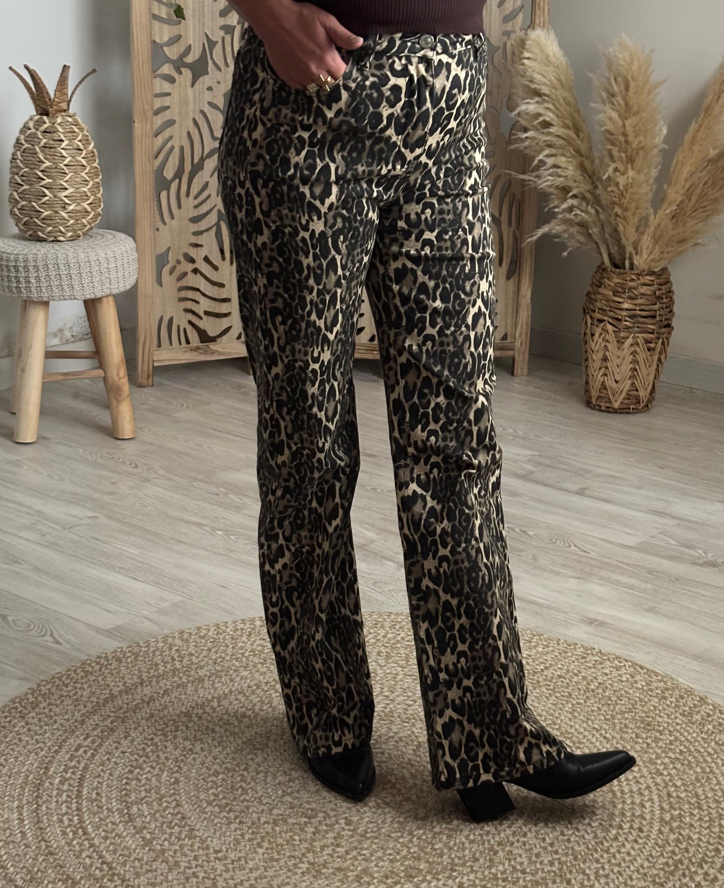 PANTALON DROIT LEOPARD