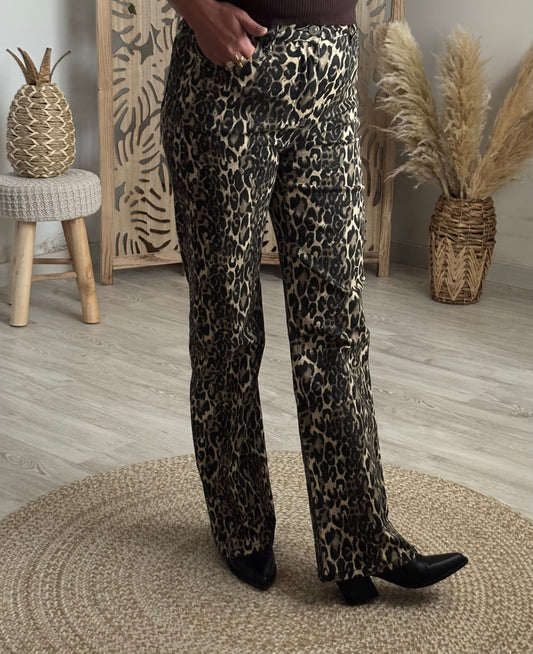 PANTALON DROIT LEOPARD