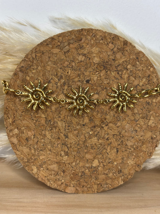 BRACELET SOLEIL ACIER DORE