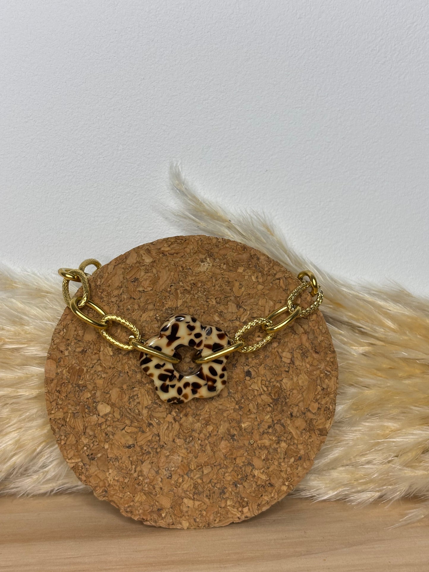 BRACELET GROSSE MAILLE NACRE LEO