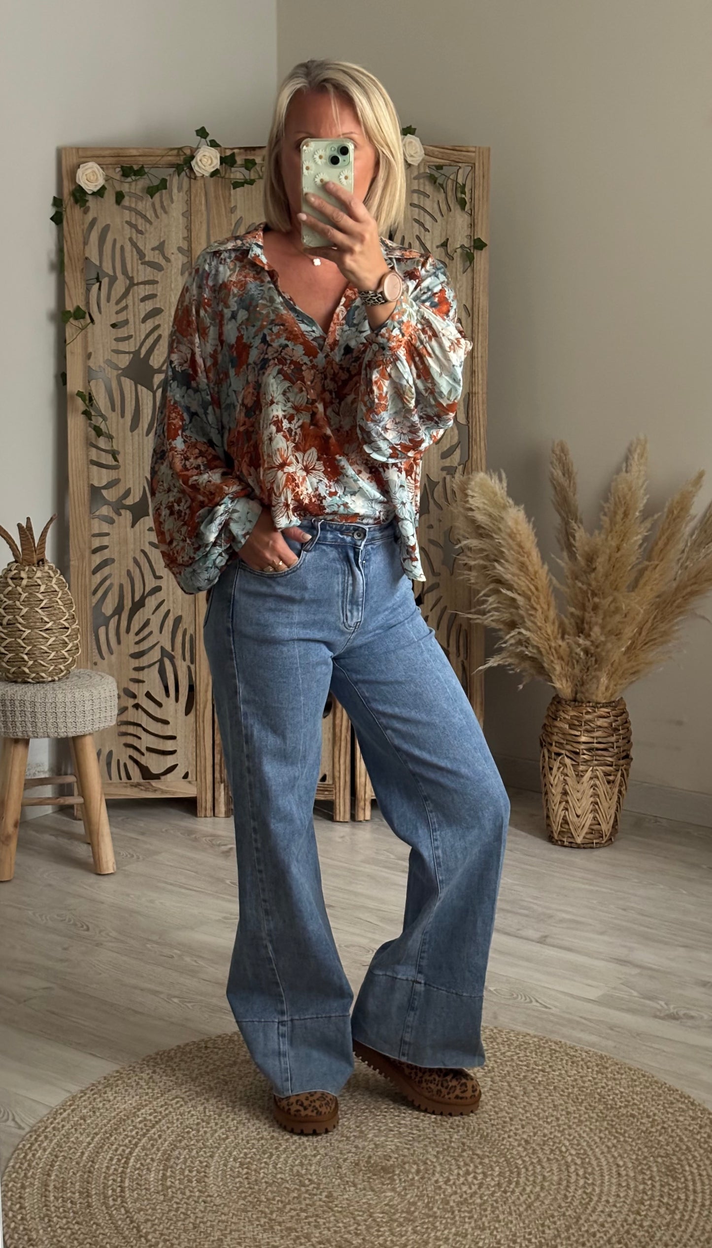 JEANS WIDE LEG BLEU CLAIR