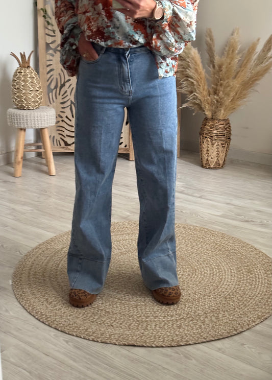 JEANS WIDE LEG BLEU CLAIR