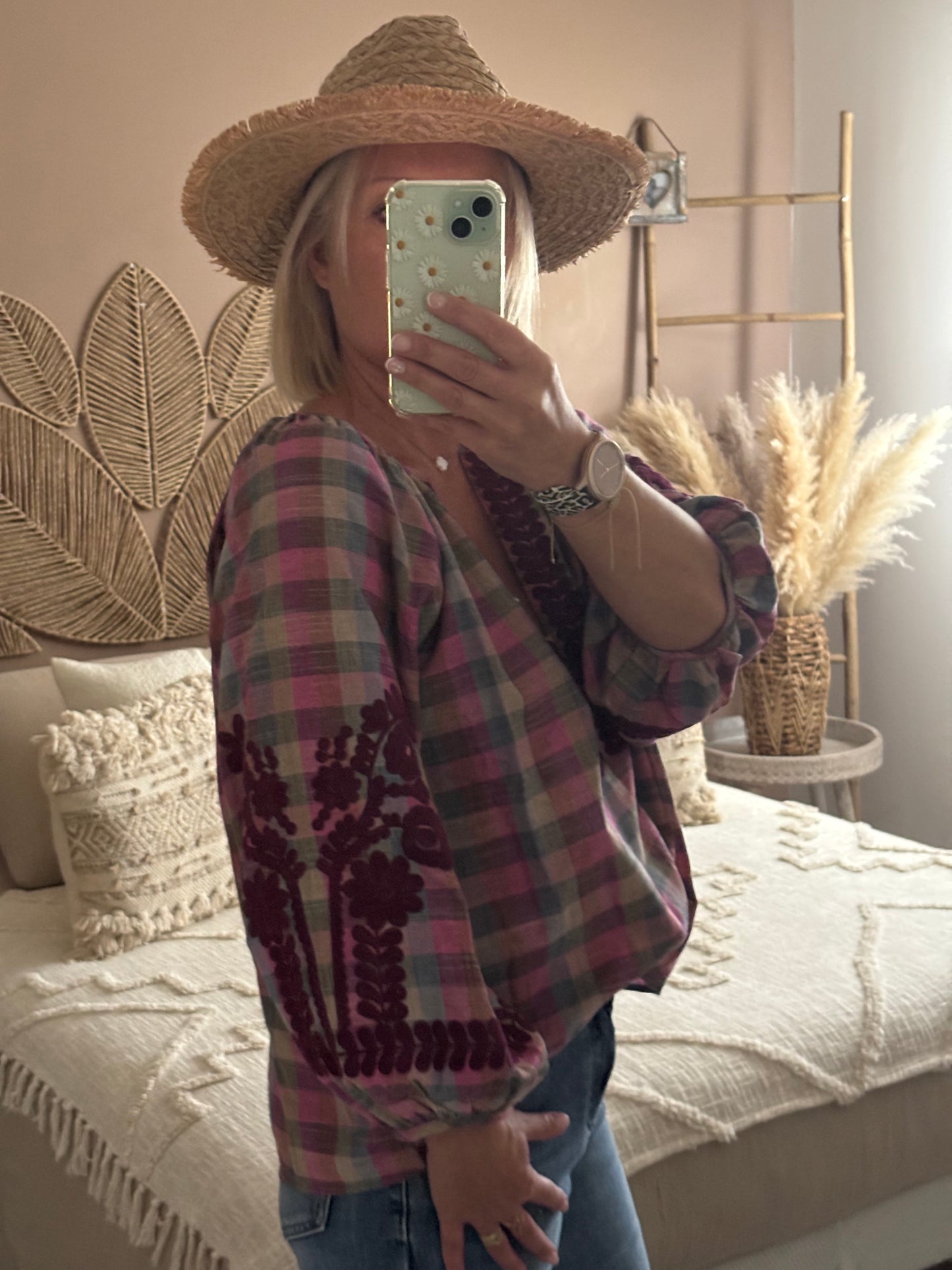 BLOUSE BOHEME CARREAUX