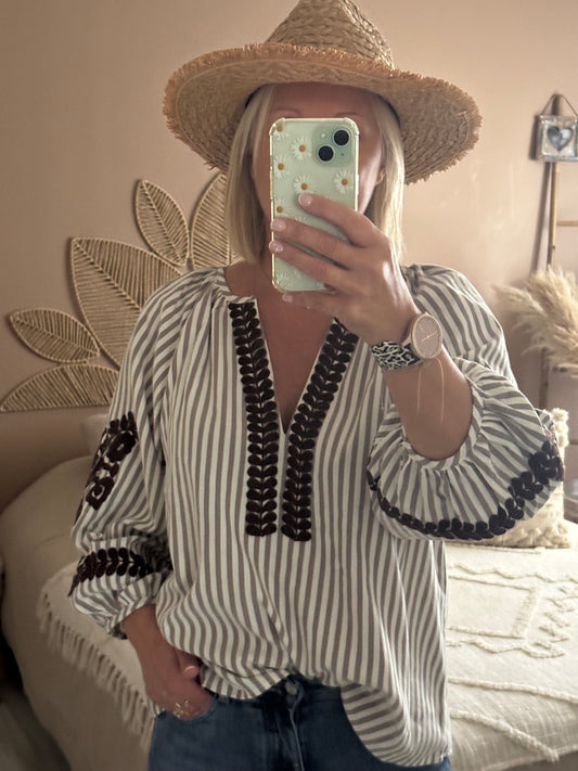 TUNIQUE RAYEE AVEC BRODERIE