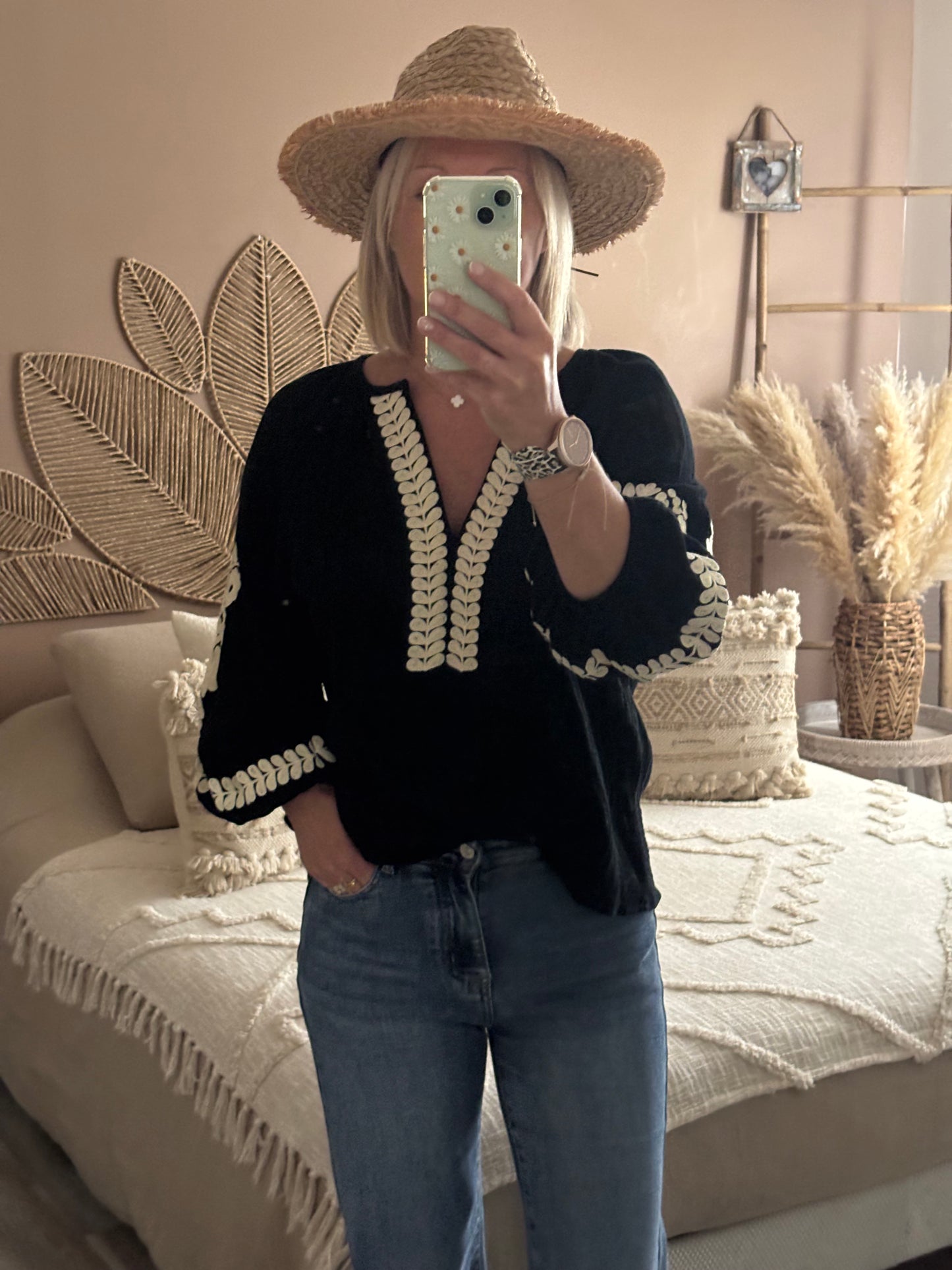 TUNIQUE NOIRE BRODEE