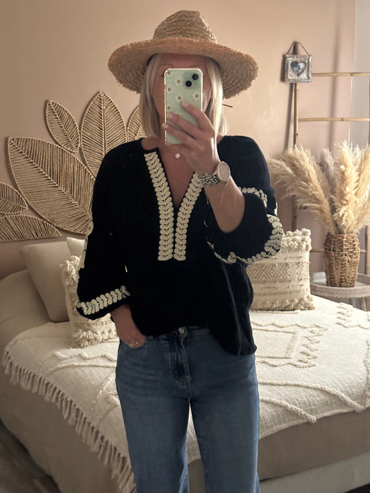 TUNIQUE NOIRE BRODEE