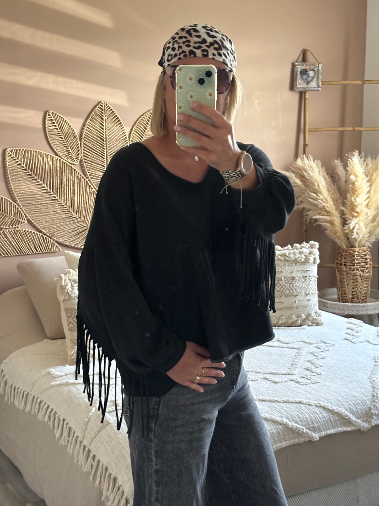 SWEAT A FRANGES NOIR