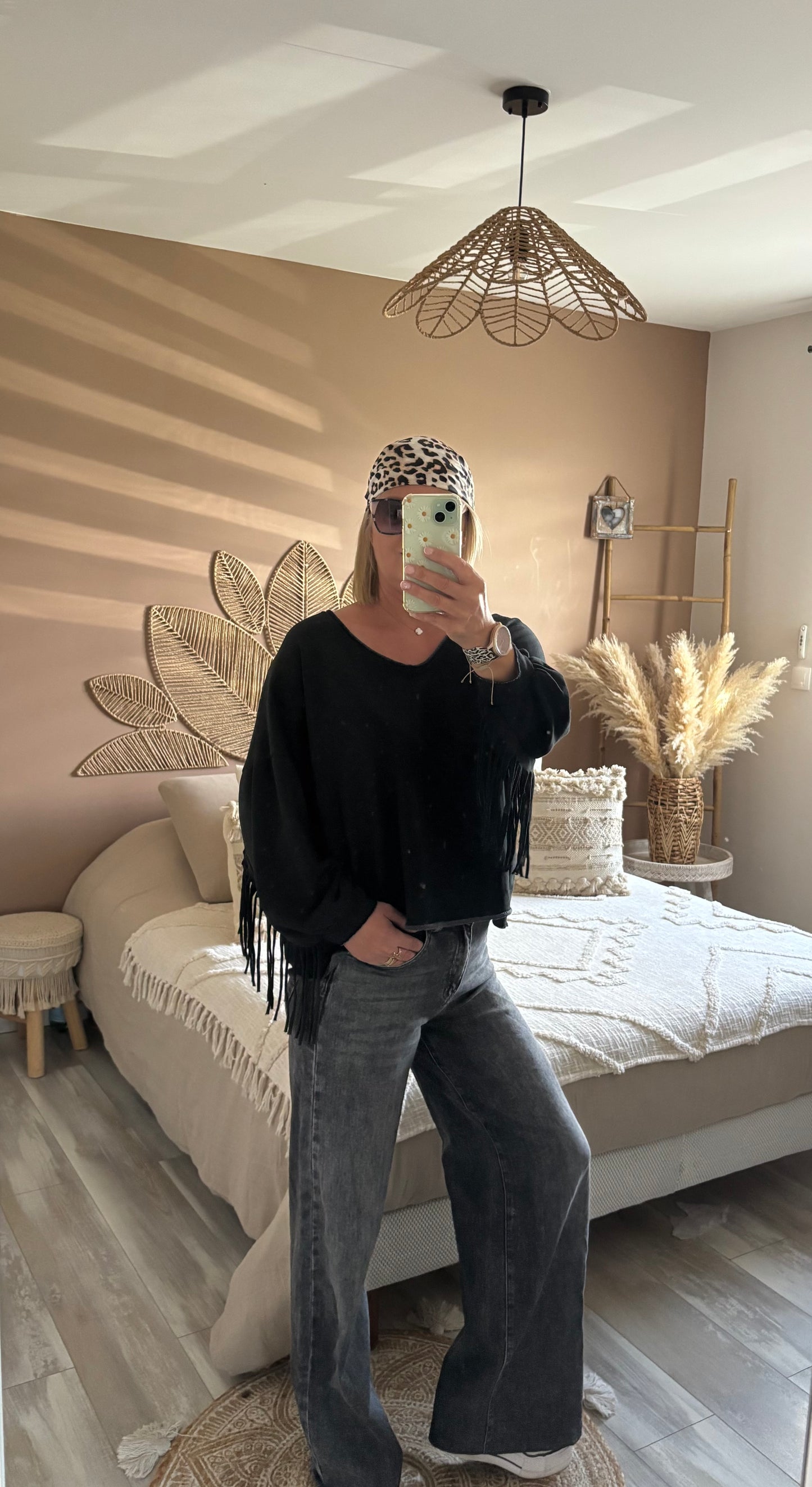 SWEAT A FRANGES NOIR