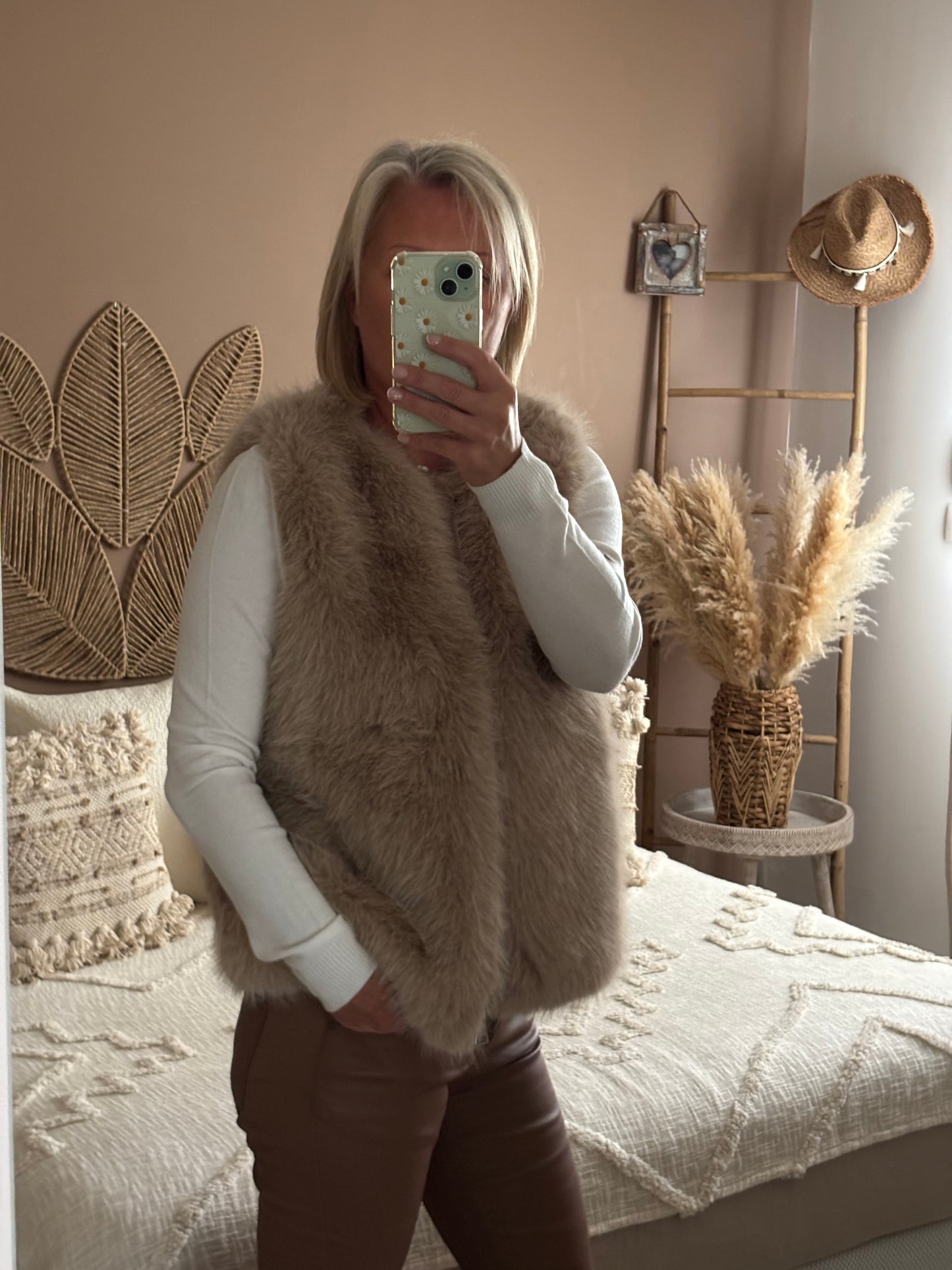 GILET FOURRURE A POIL BEIGE