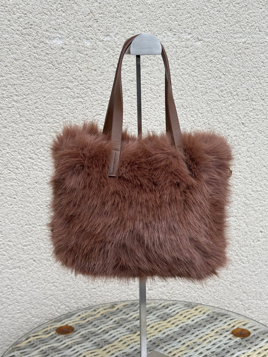 SAC POILU MARRON GLACE