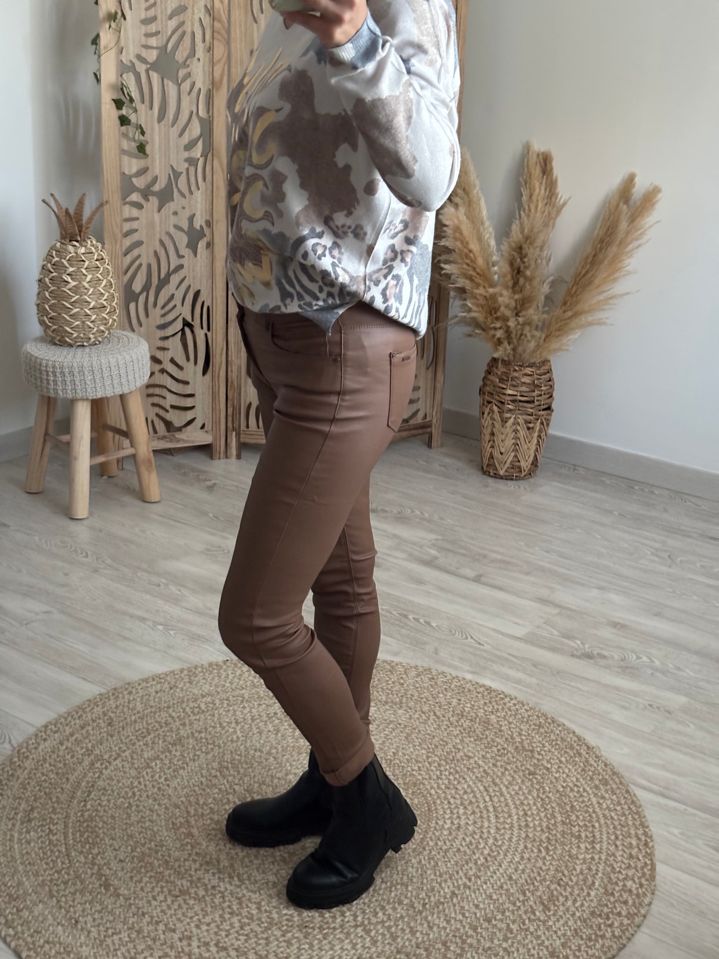 PANTALON SIMILI CAMEL SLIM