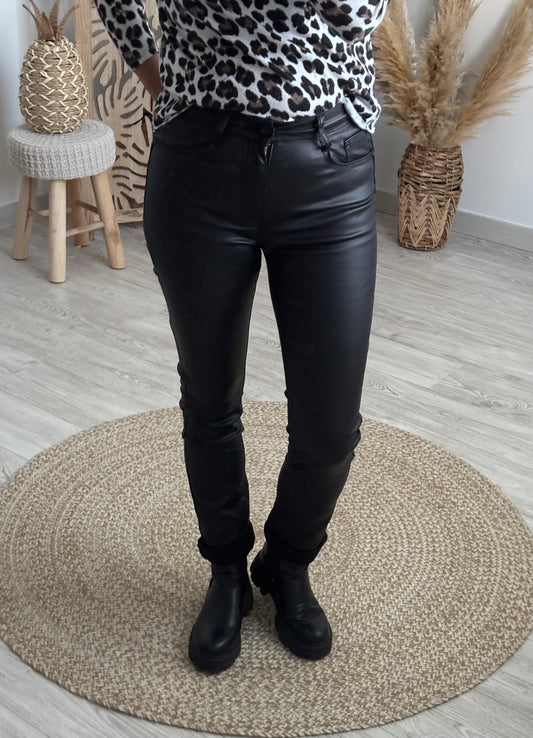 PANTALON SIMILI NOIR DROIT