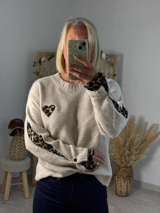 PULL LEOPARD MANCHE