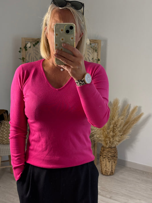 PULL COL V FUSHIA