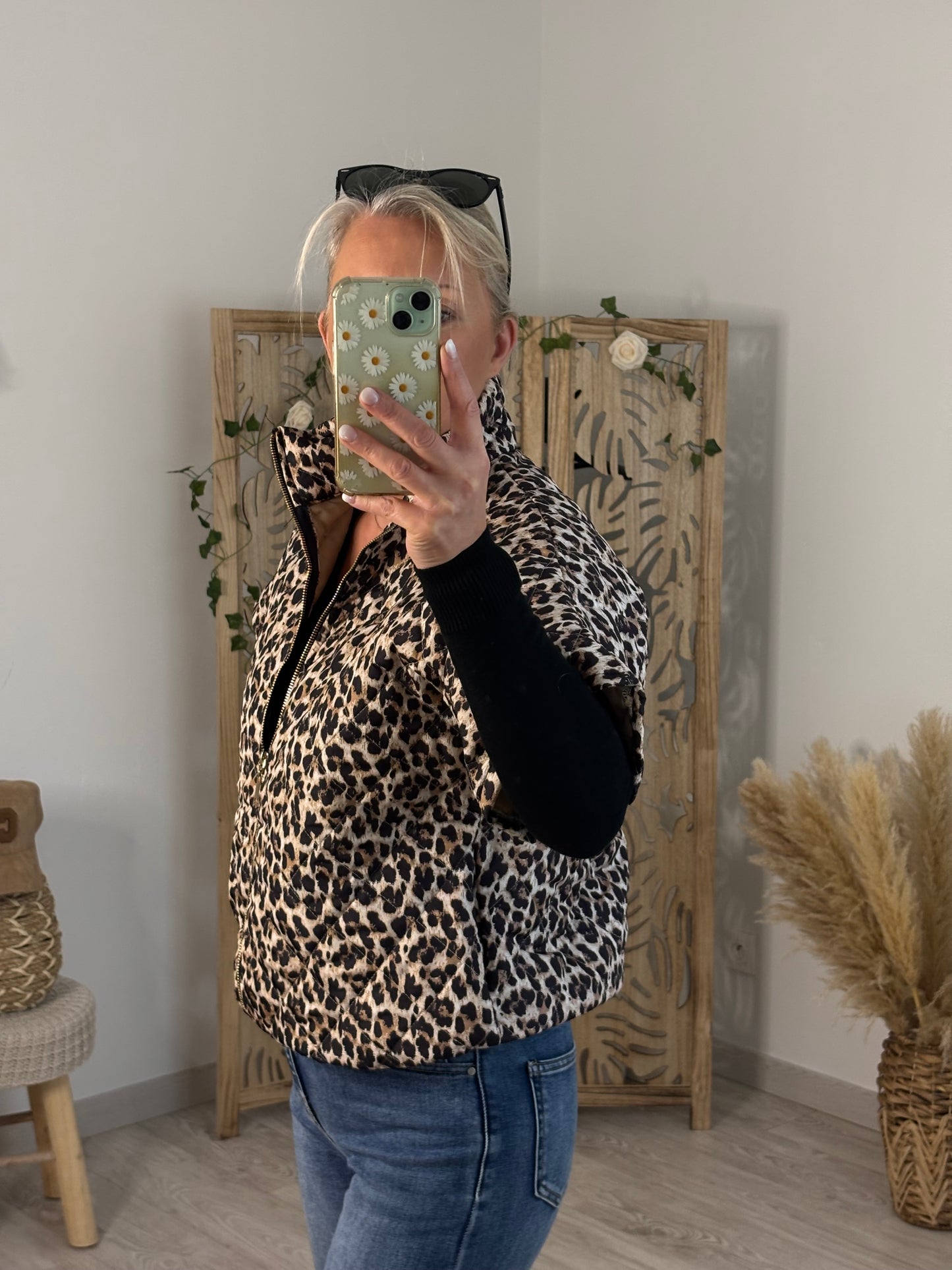 BLOUSON LEOPARD MANCHES COURTES