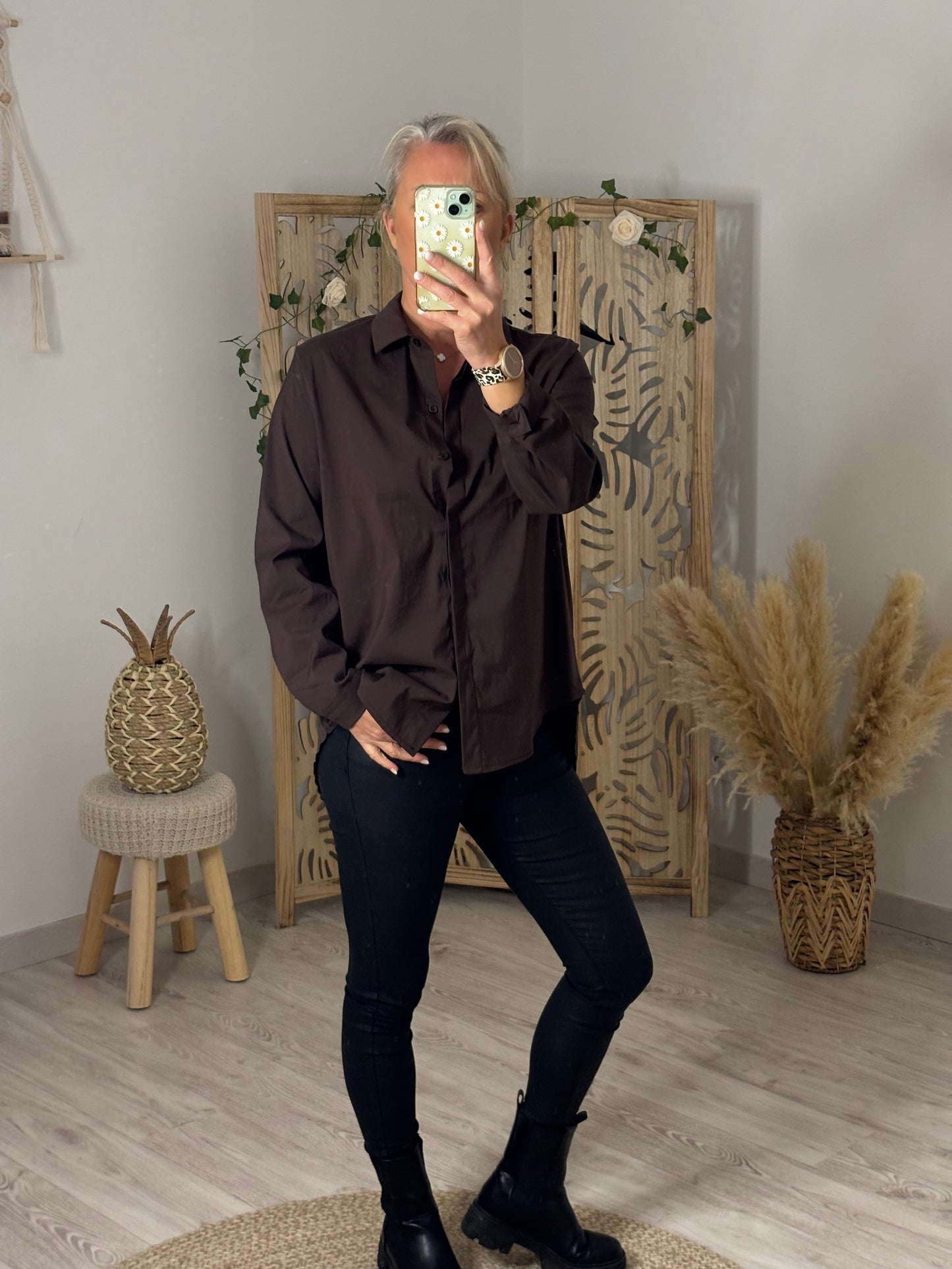 CHEMISE LONGUE CHOCOLAT