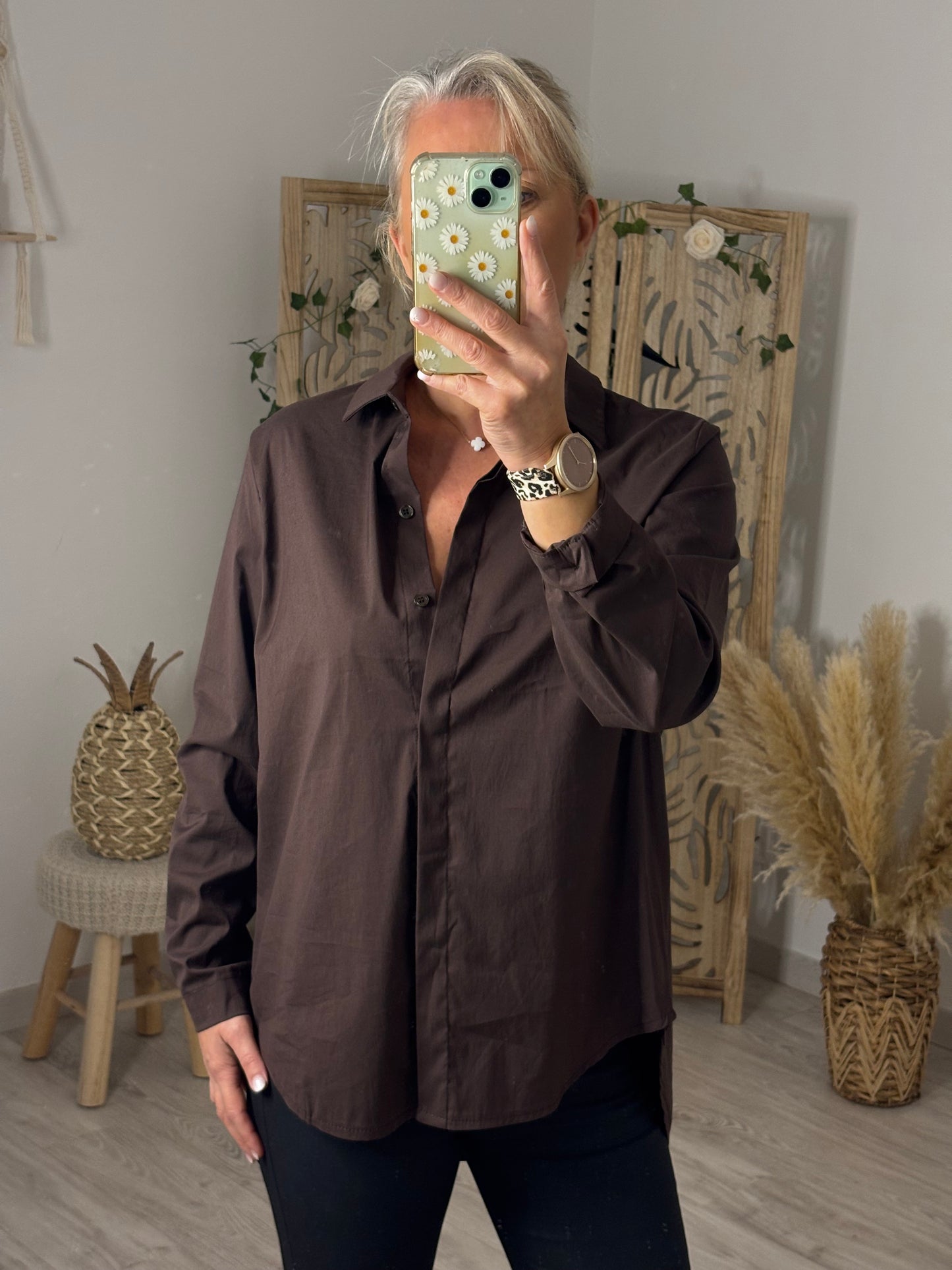 CHEMISE LONGUE CHOCOLAT