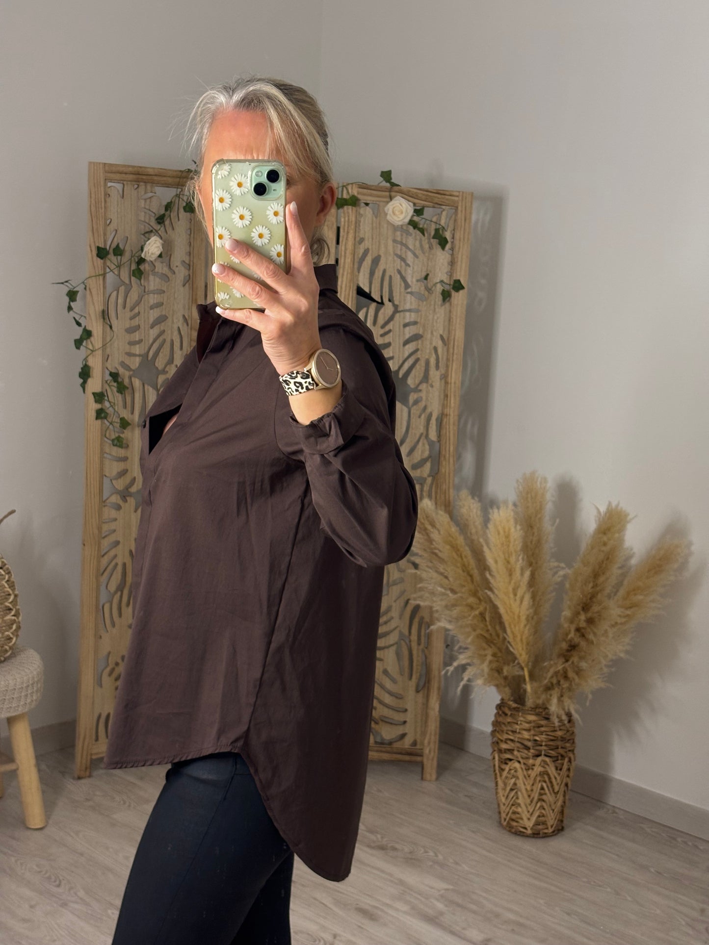 CHEMISE LONGUE CHOCOLAT