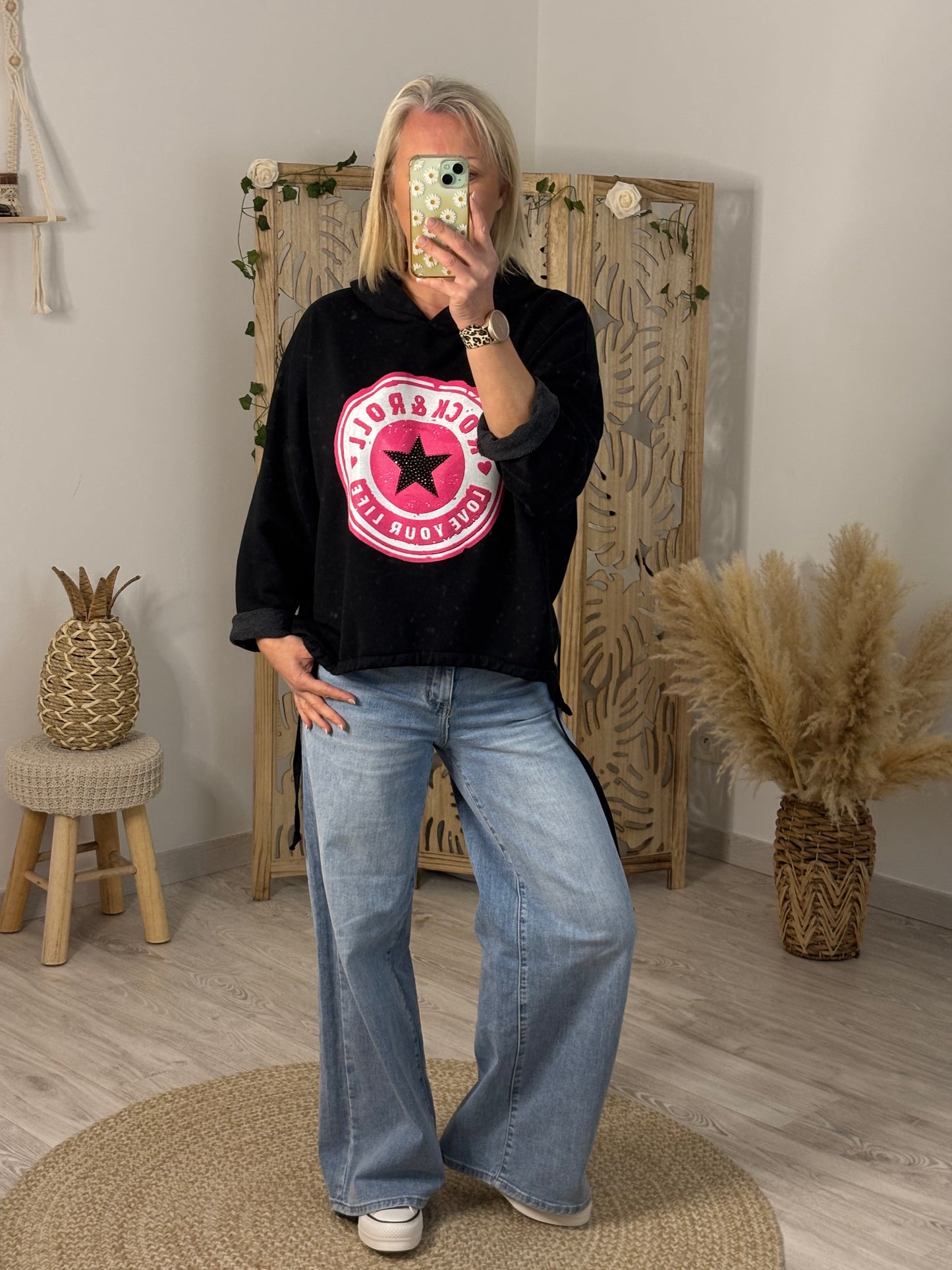 SWEAT ROCK N ROLL NOIR/PINK