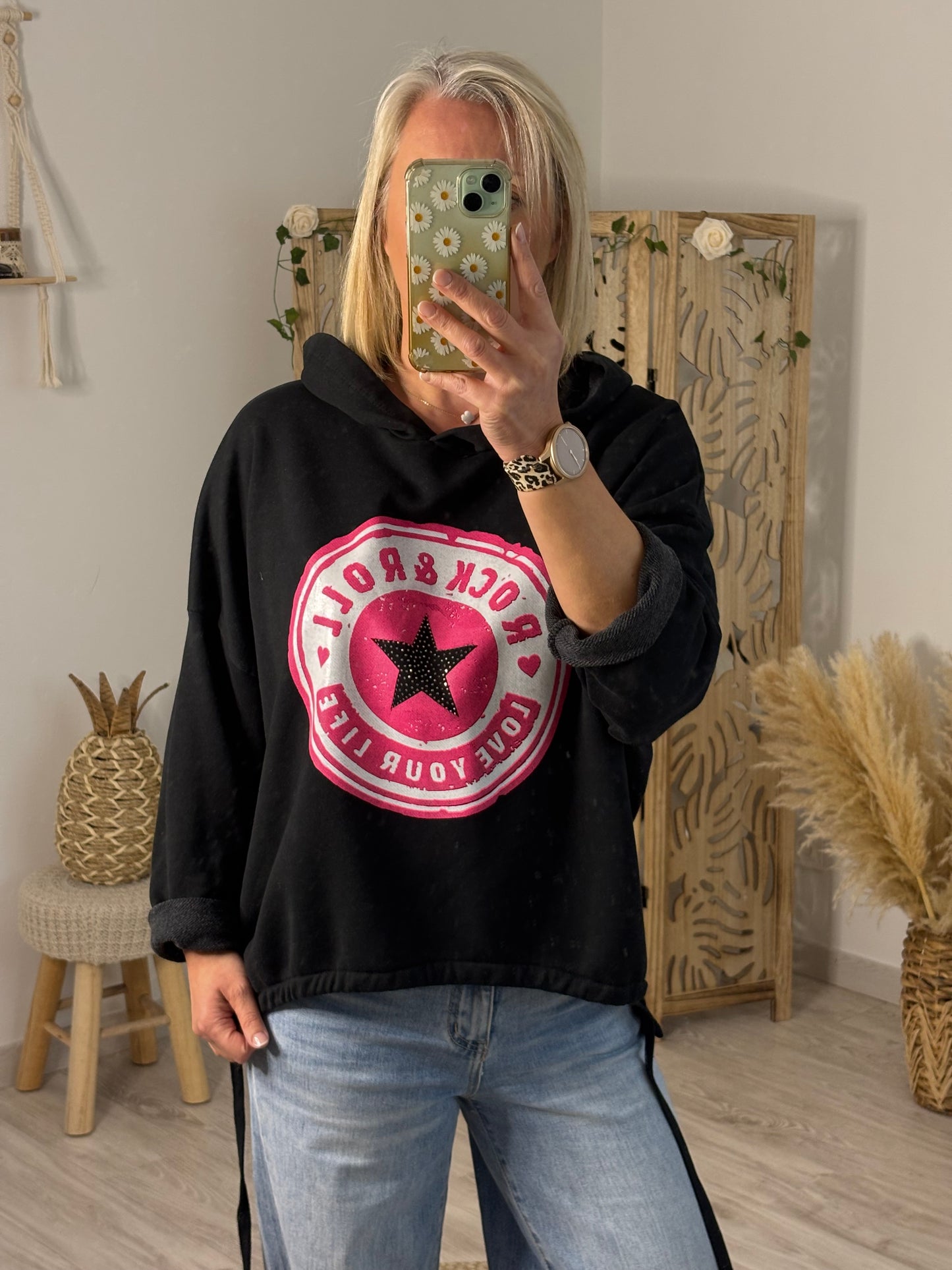 SWEAT ROCK N ROLL NOIR/PINK