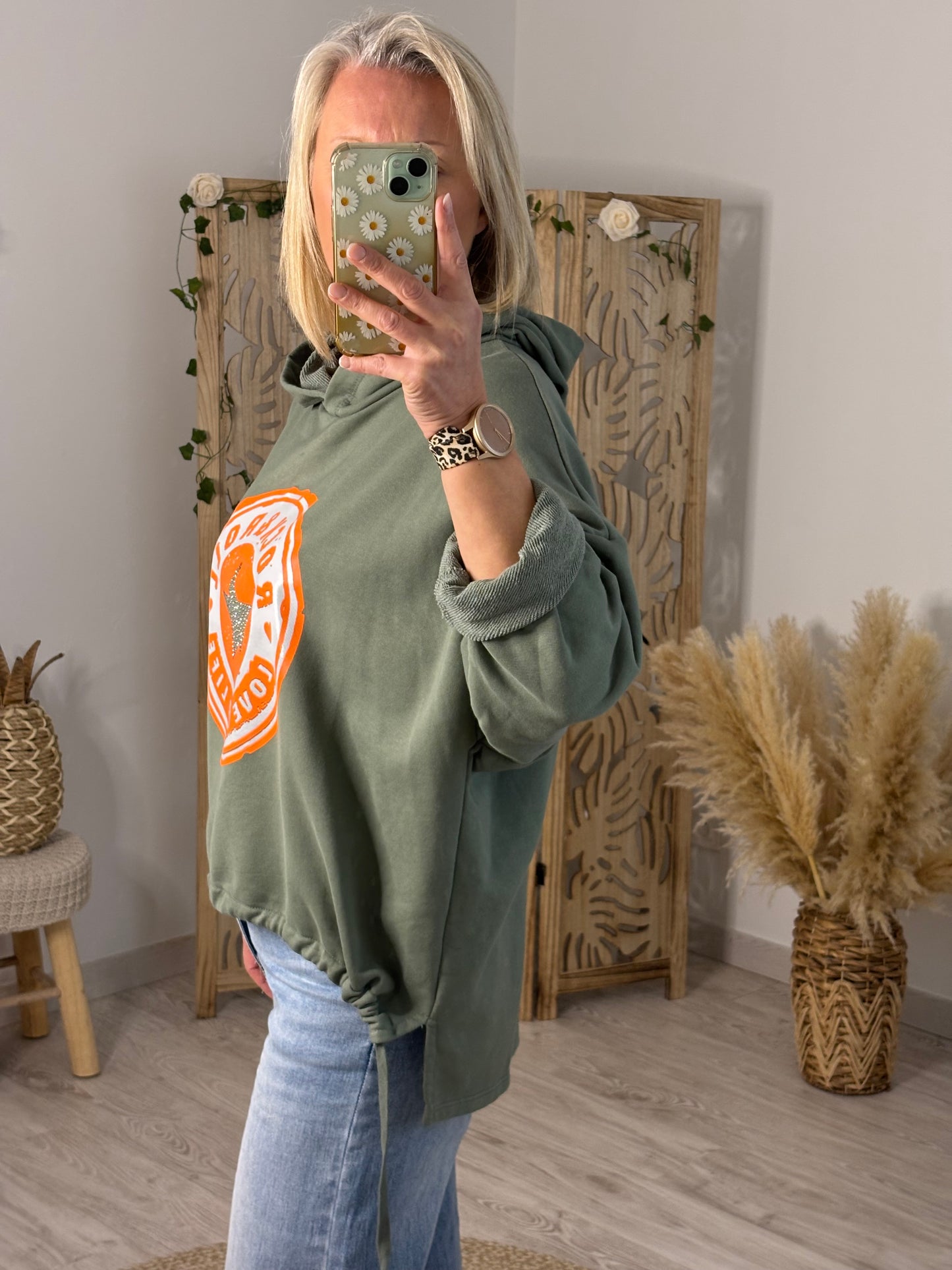 SWEAT ROCK N ROLL KAKI/ORANGE