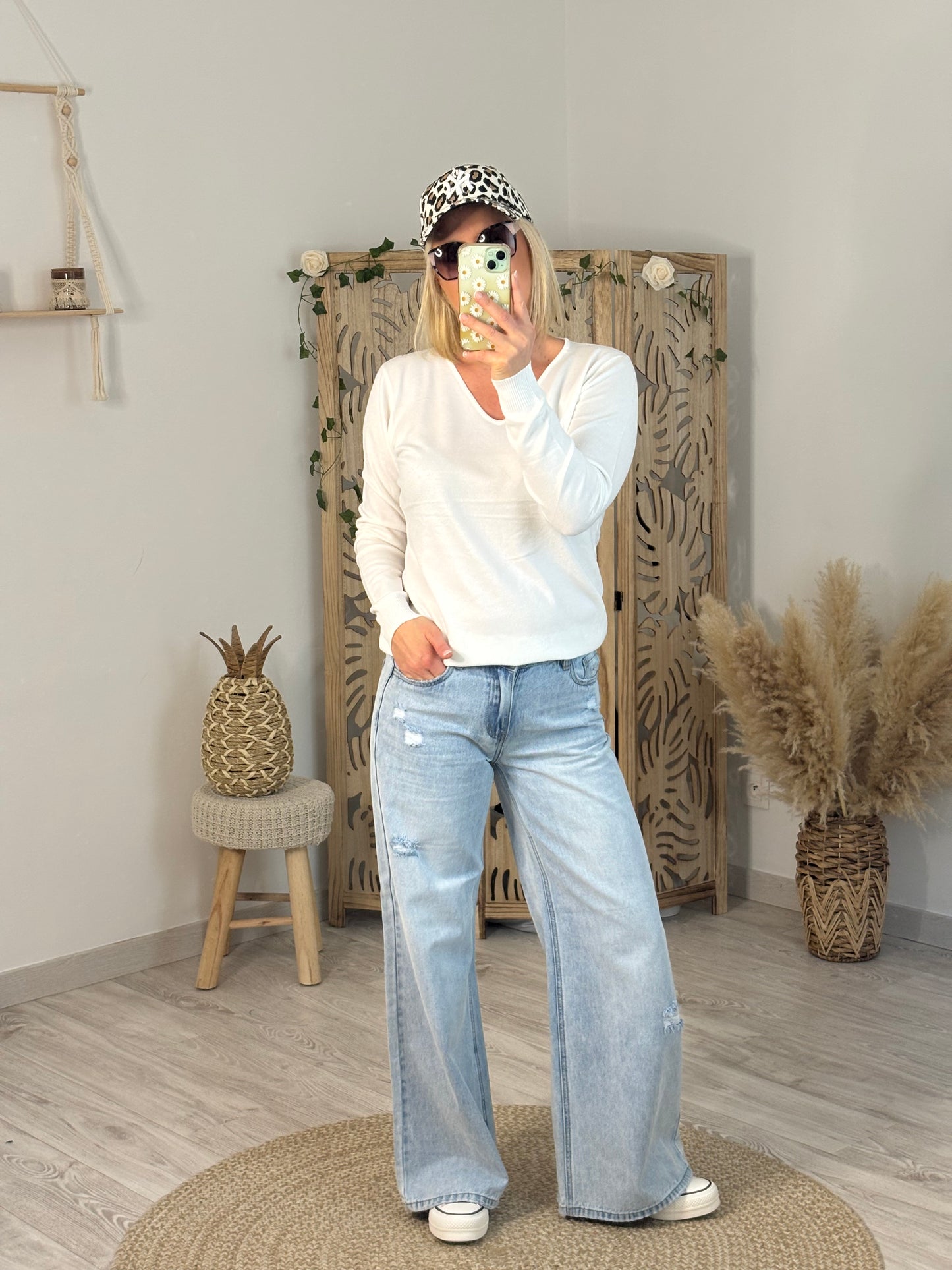 PULL DAMOD BLANC CASSE