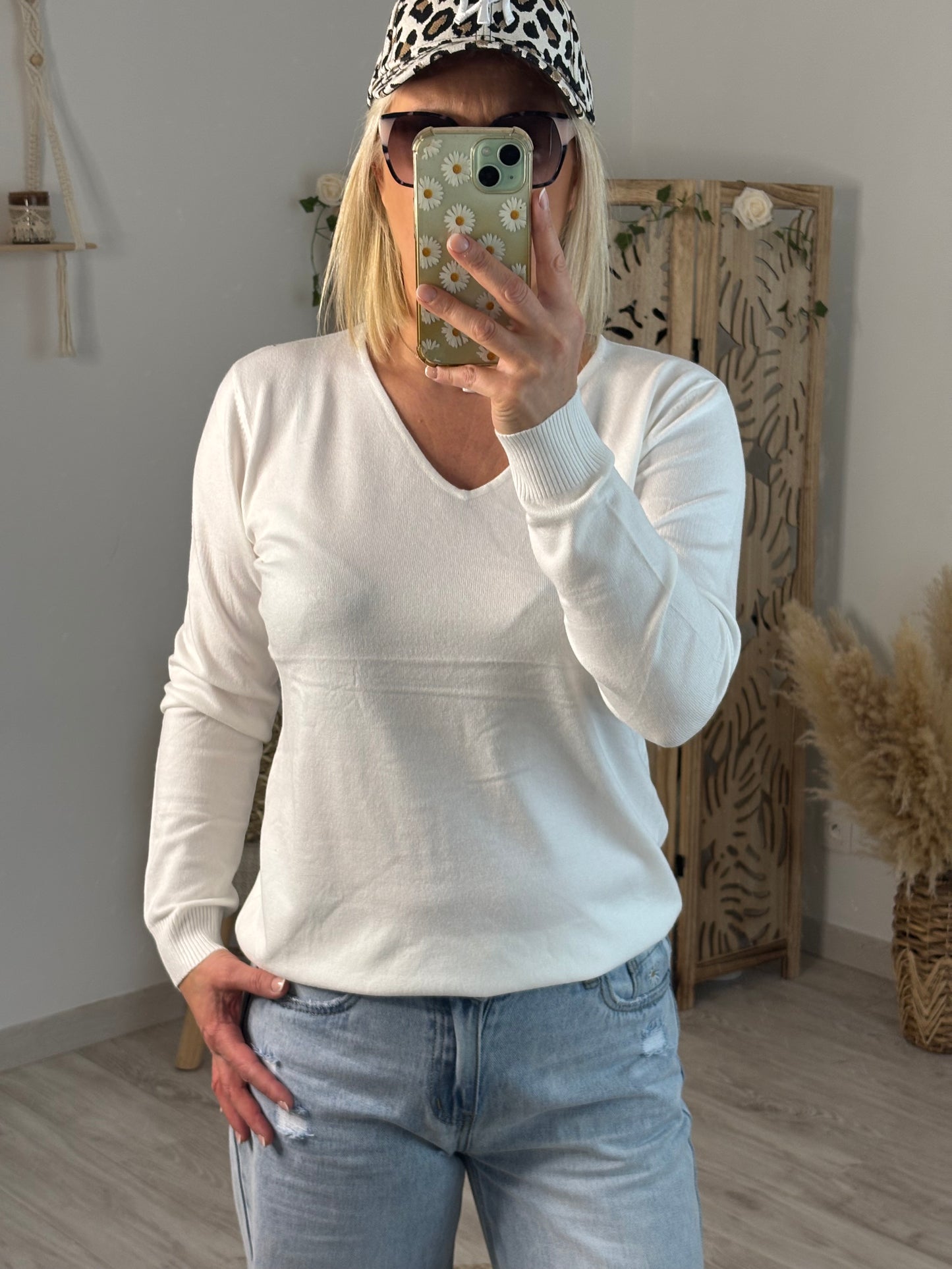 PULL DAMOD BLANC CASSE