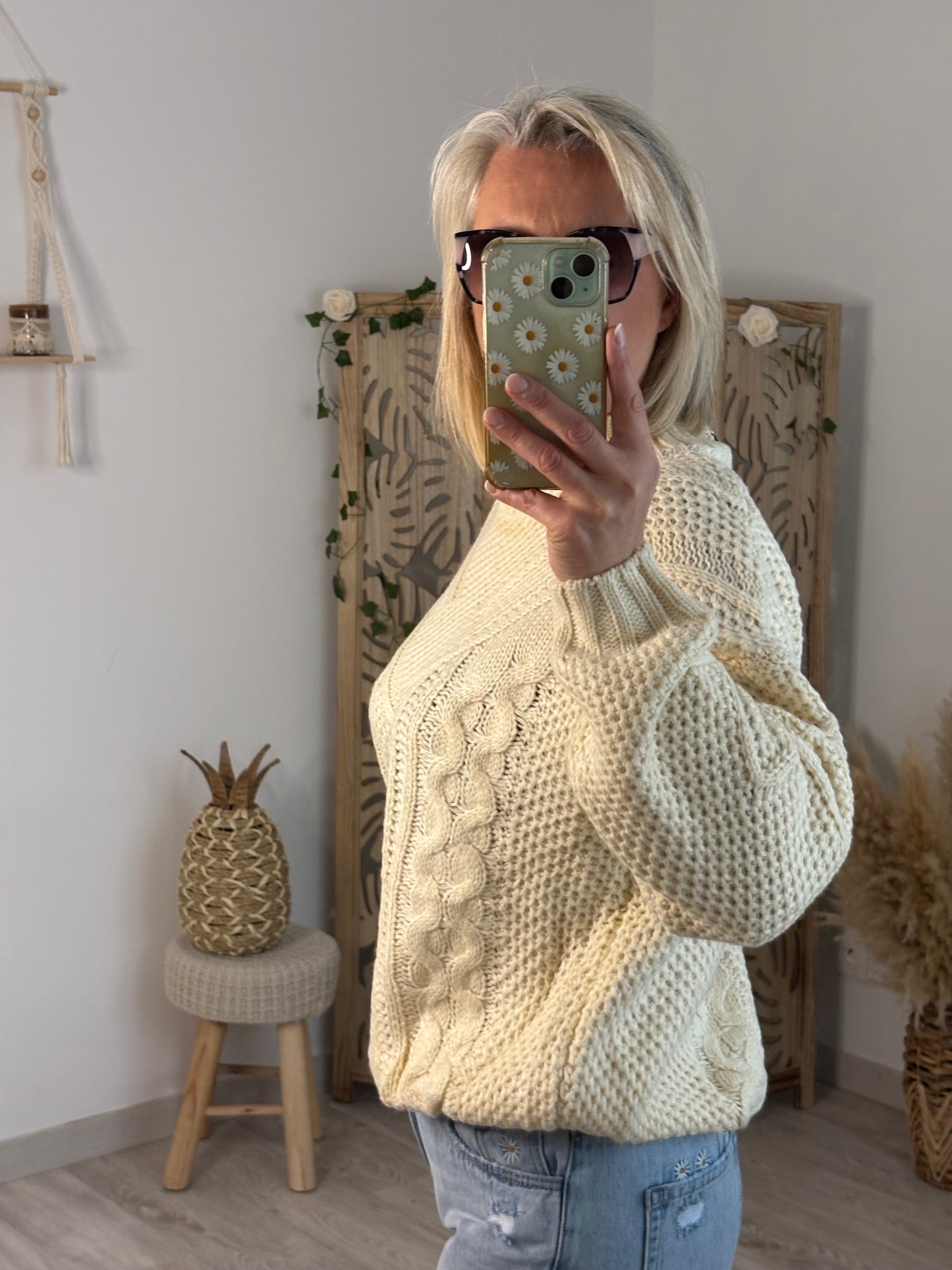 PULL AJOURE BEIGE