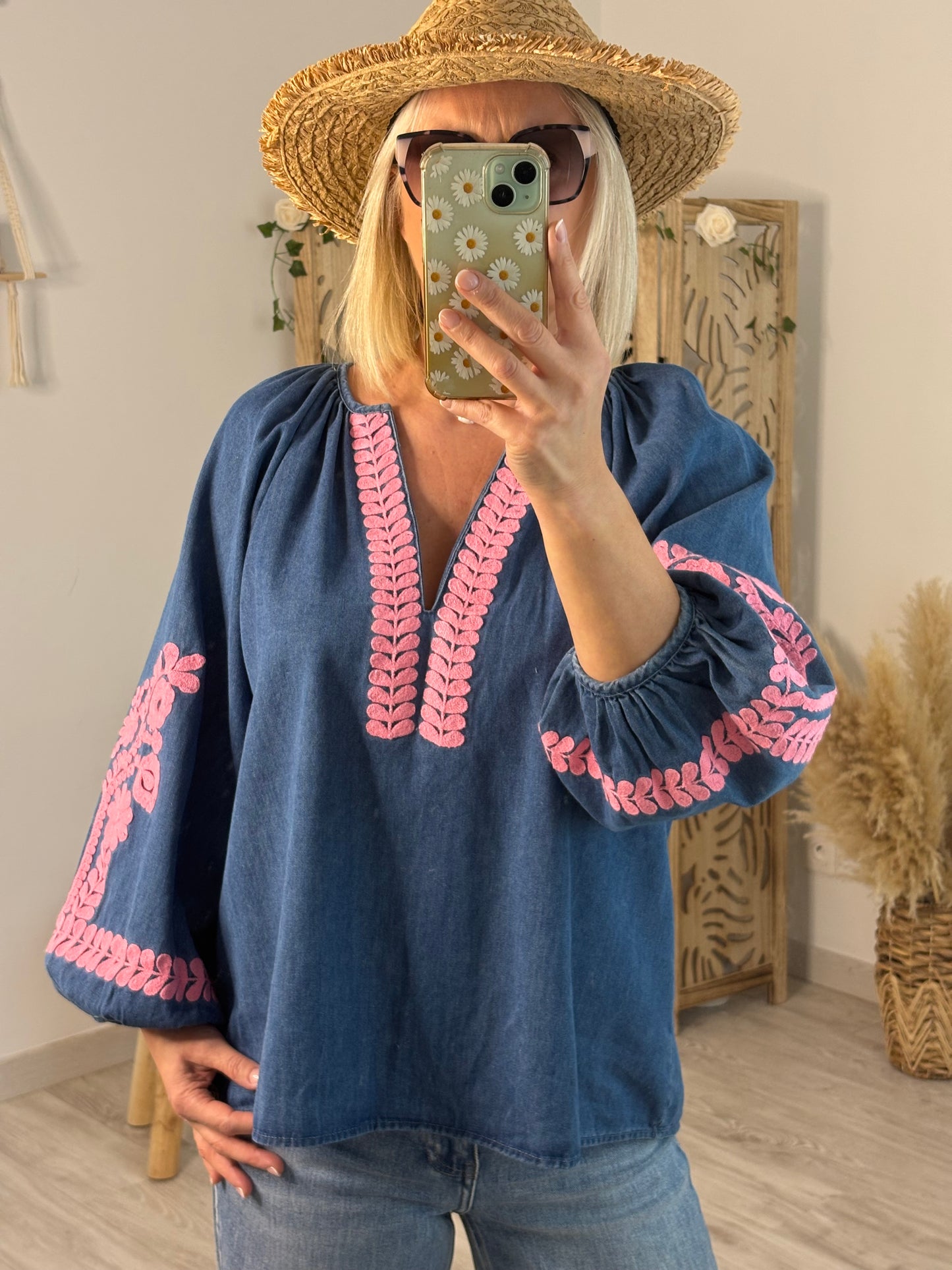 BLOUSE BOHO JEANS PINK