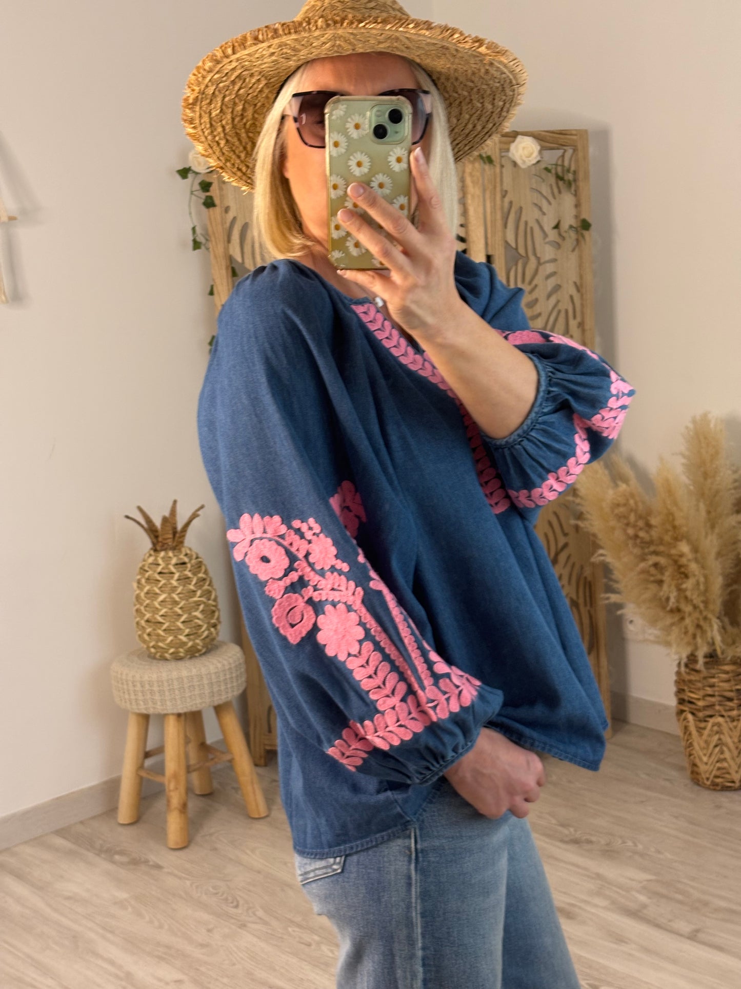 BLOUSE BOHO JEANS PINK