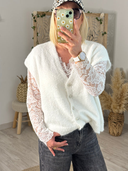 TOP DENTELLE BLANC