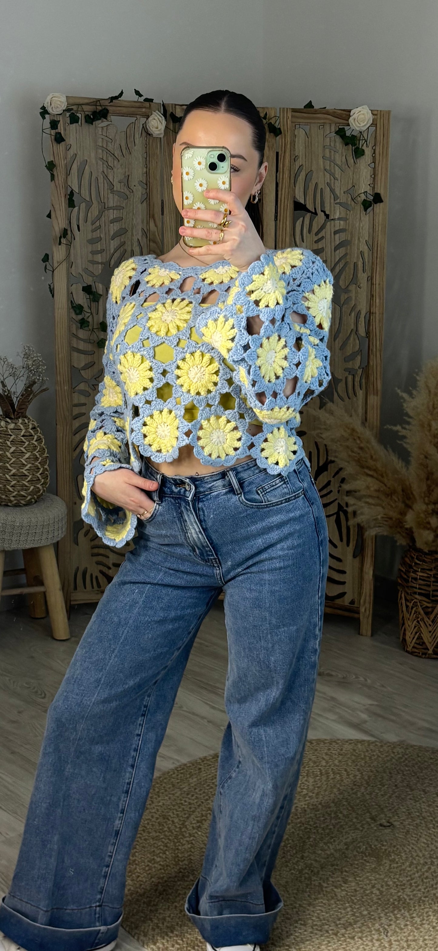 JEANS WIDE LEG BLEU CLAIR