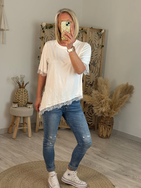 TOP DENTELLE BLANC