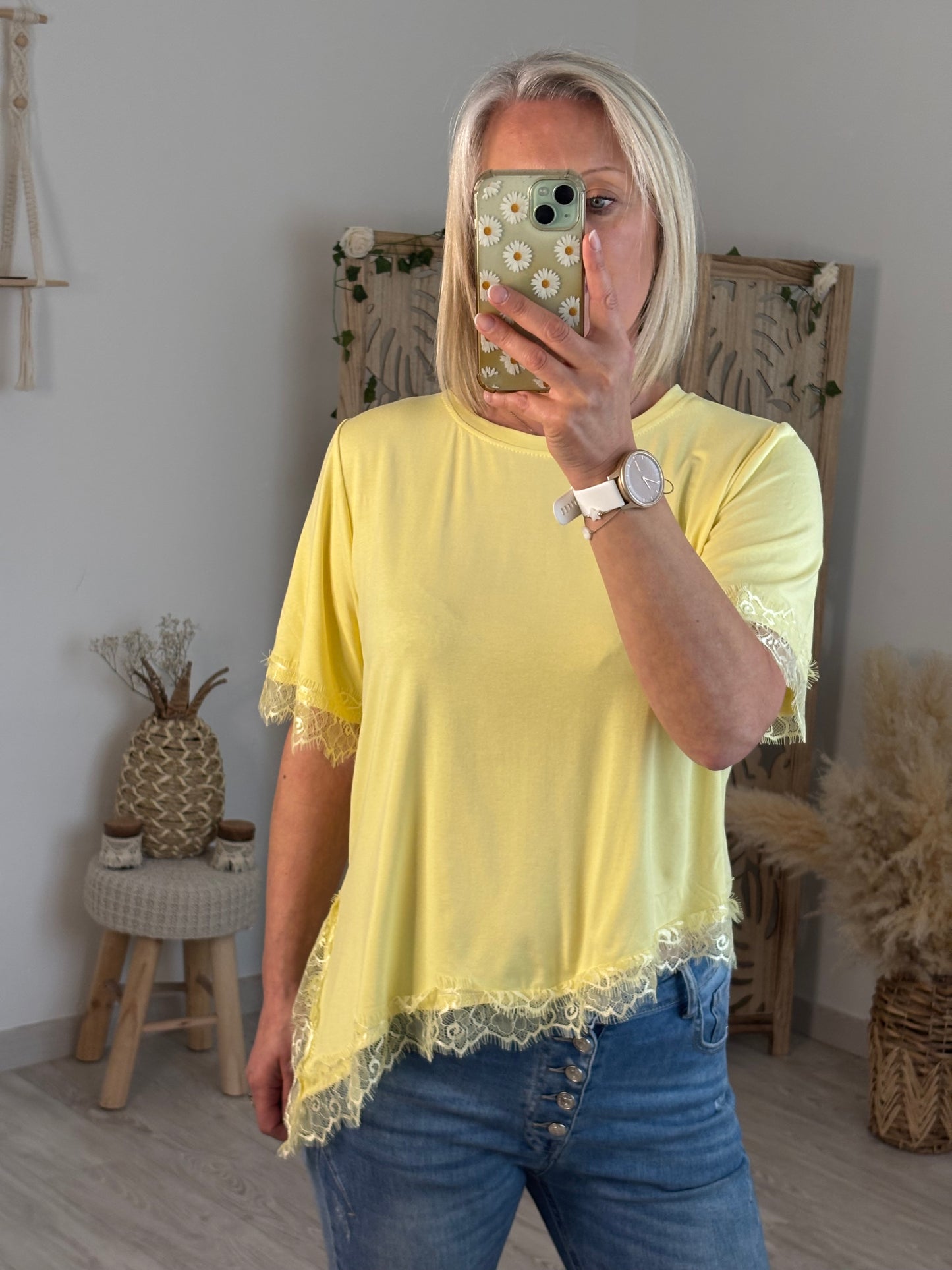 TOP DENTELLE JAUNE