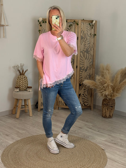 TOP DENTELLE ROSE