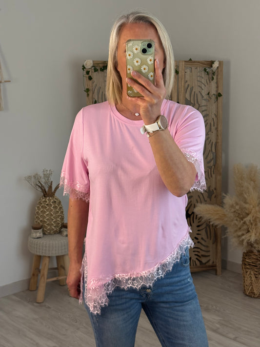 TOP DENTELLE ROSE