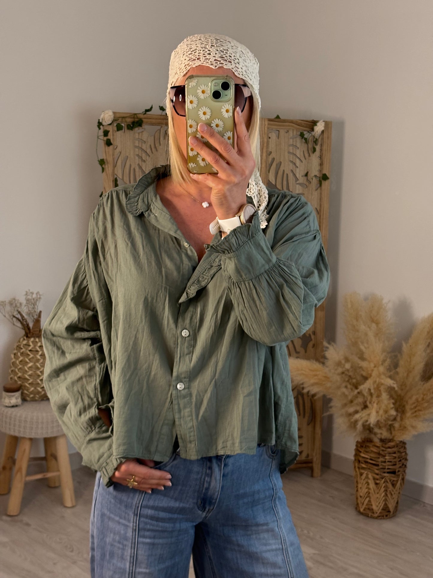 CHEMISE VOILE DE COTON KAKI