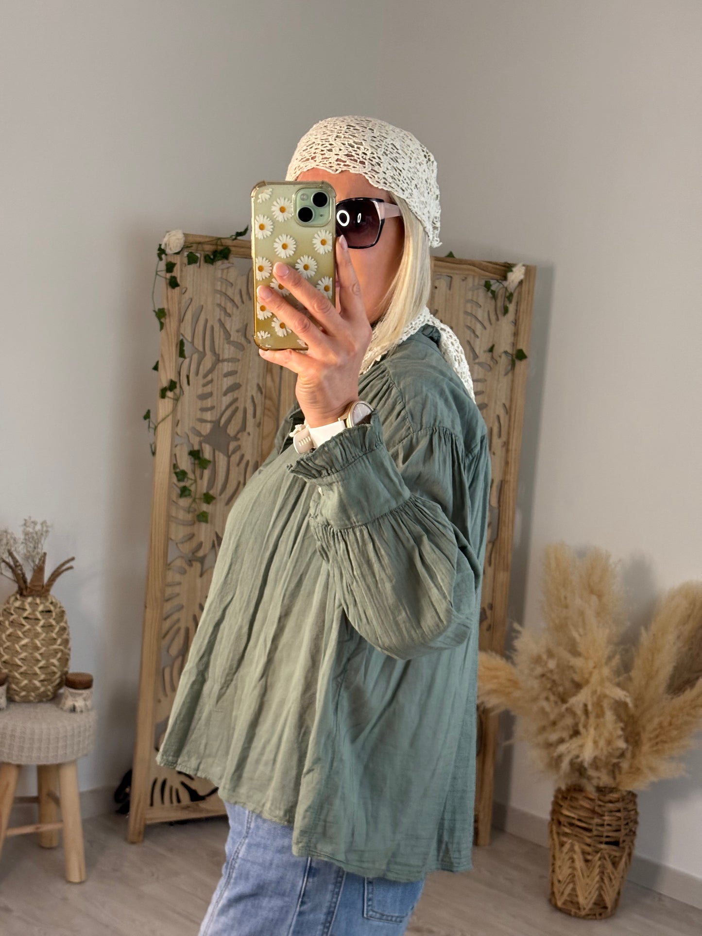 CHEMISE VOILE DE COTON KAKI