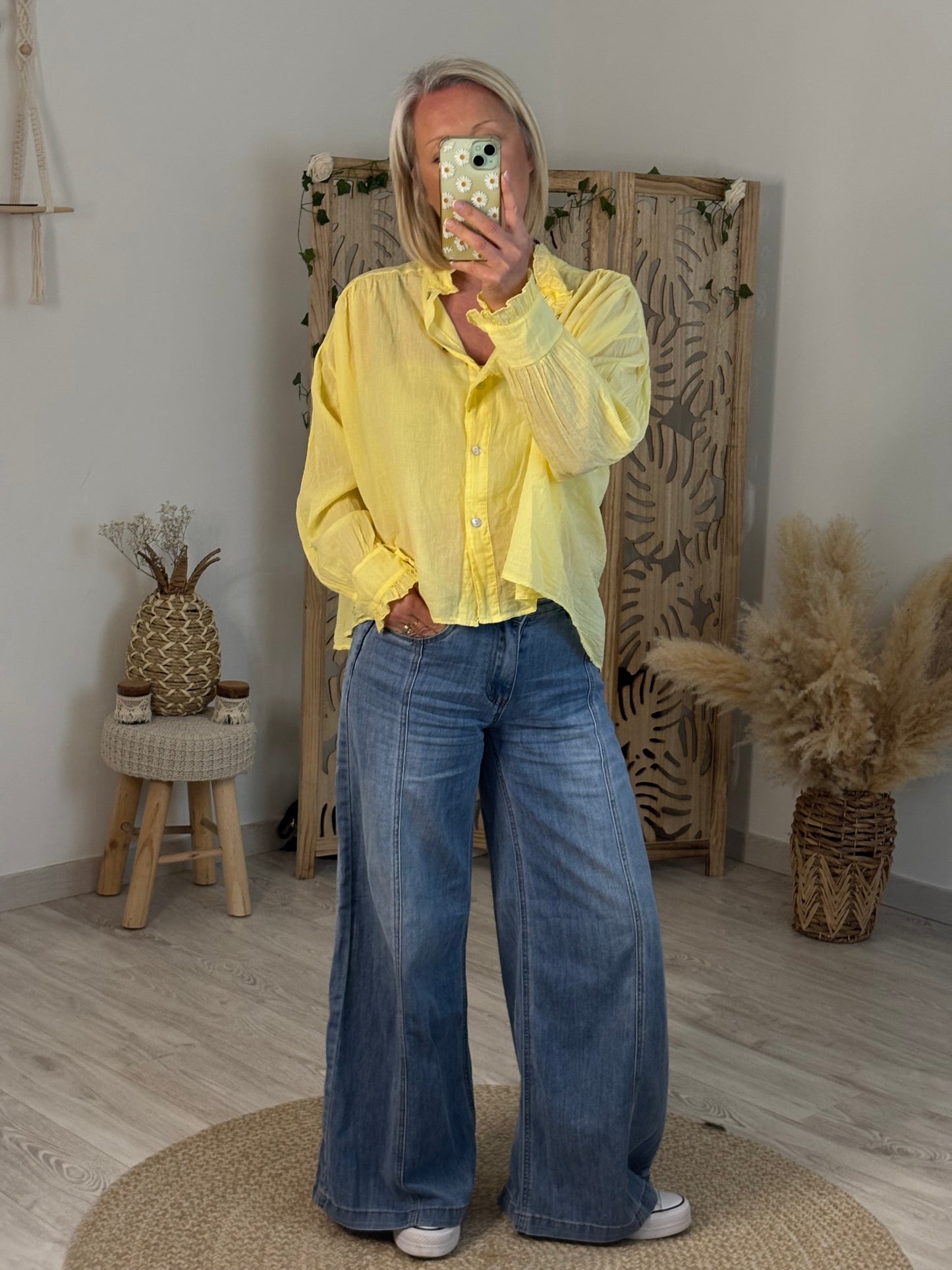 CHEMISE VOILE DE COTON JAUNE