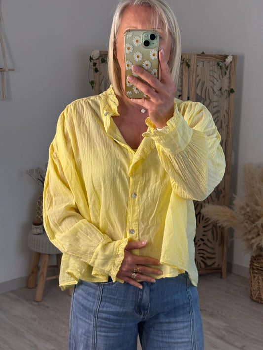 CHEMISE VOILE DE COTON JAUNE